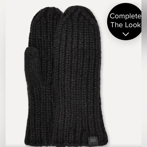 UGG Black Knit Rib Mittens - Picture 1 of 10